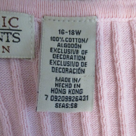 CLASSIC ELEMENTS WOMEN'S SZ 16 / 18 W SWEATER PINK 3/4 SLEEVE CABLE KNIT BARBIE - Picture 6 of 8
